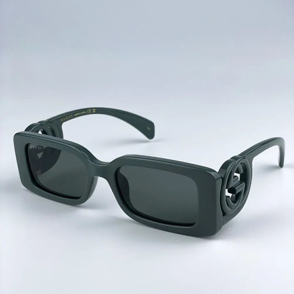 NEW Gucci GG1325S 003 Grey Smoke Grey Rectangle Women Sunglasses - Picture 7 of 14